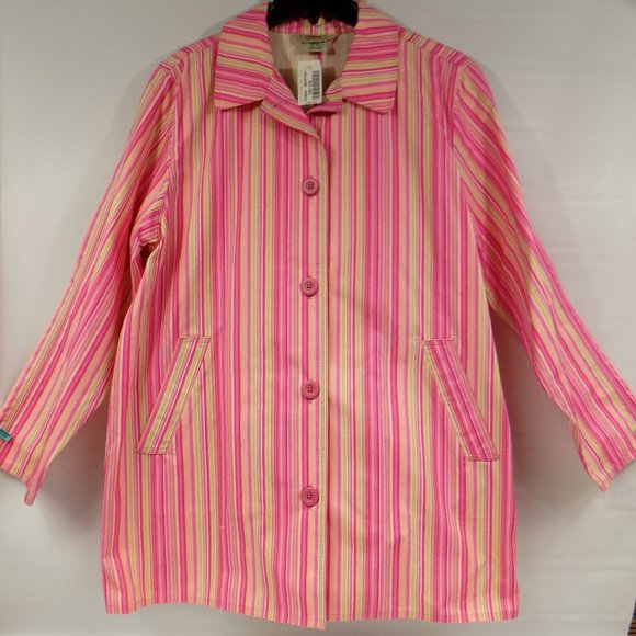 L.L. Bean Jackets & Blazers - L.L. Bean Macintosh Stripe Jacket Plum Rose Size Petite Large NWT